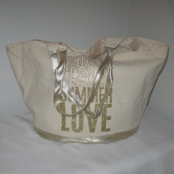 Victorias Secret Canvas Large Beach Bag Tote - Picture 1 of 9